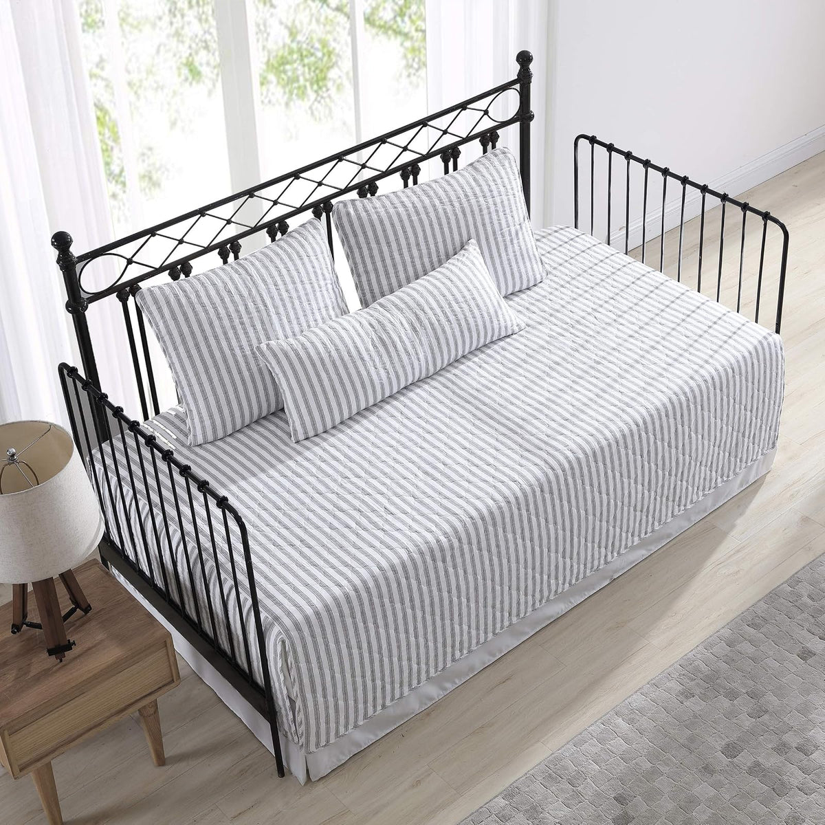 Stone Cottage - Juego de Cama de algodón Reversible con Fundas a Juego y Almohada Decorativa, prelavada para Mayor suavidad (Gris Willow Way, Daybed)