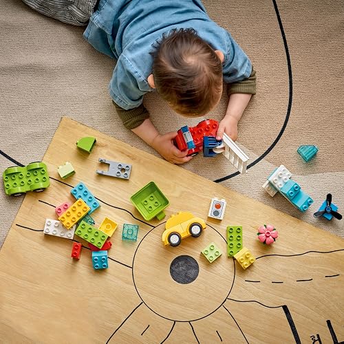 LEGO Duplo Mi Primer Vehículos Creativos – Juguete de Aprendizaje – Auto, Helicóptero, Camión y Camión de Bomberos Que se Convierten en Más Vehículos – Desde 18 Meses – 10474