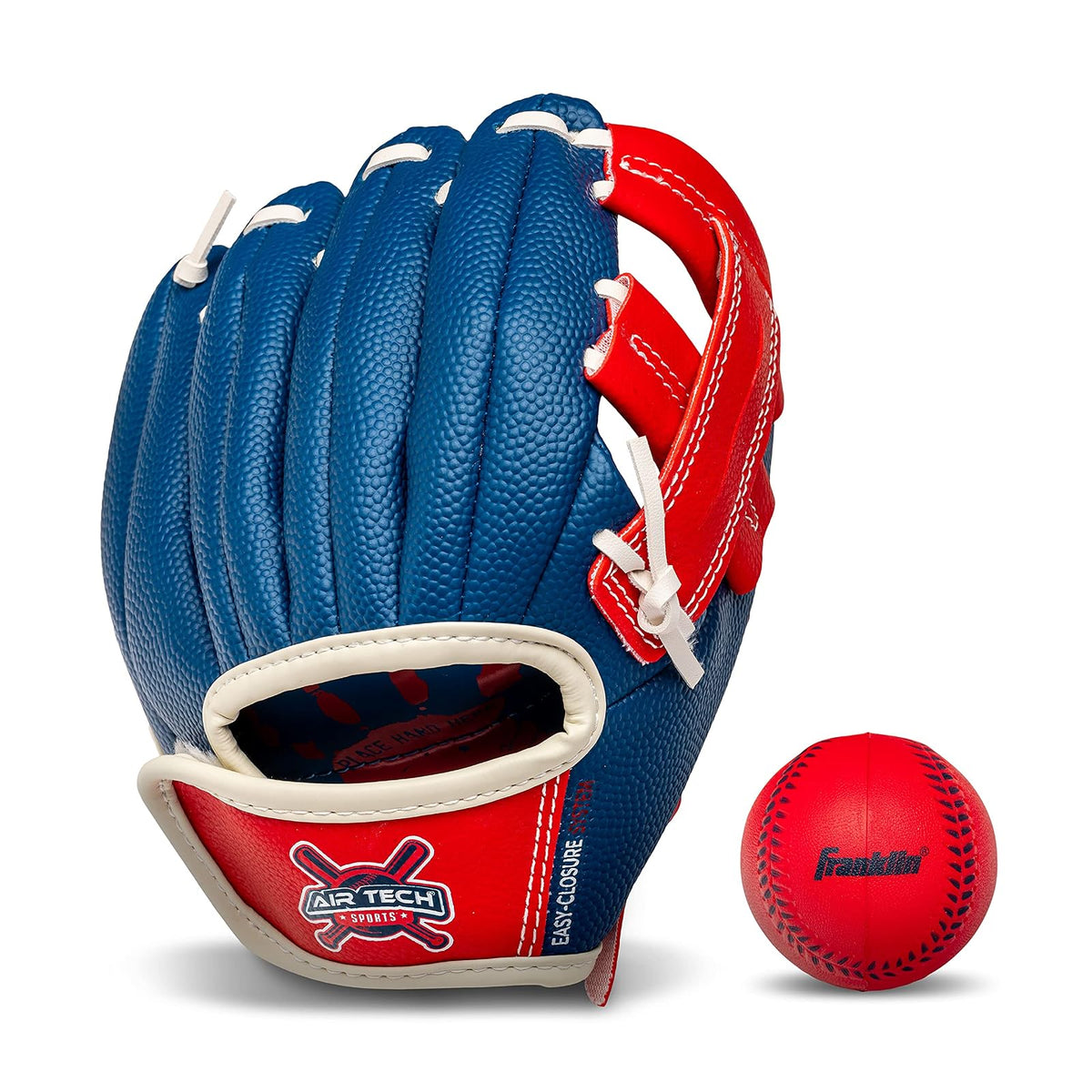 Franklin Sports Air Tech Adapt Guante de Teeball, 8.5 Pulgadas - Azul marino - Rojo - 21.59 cm