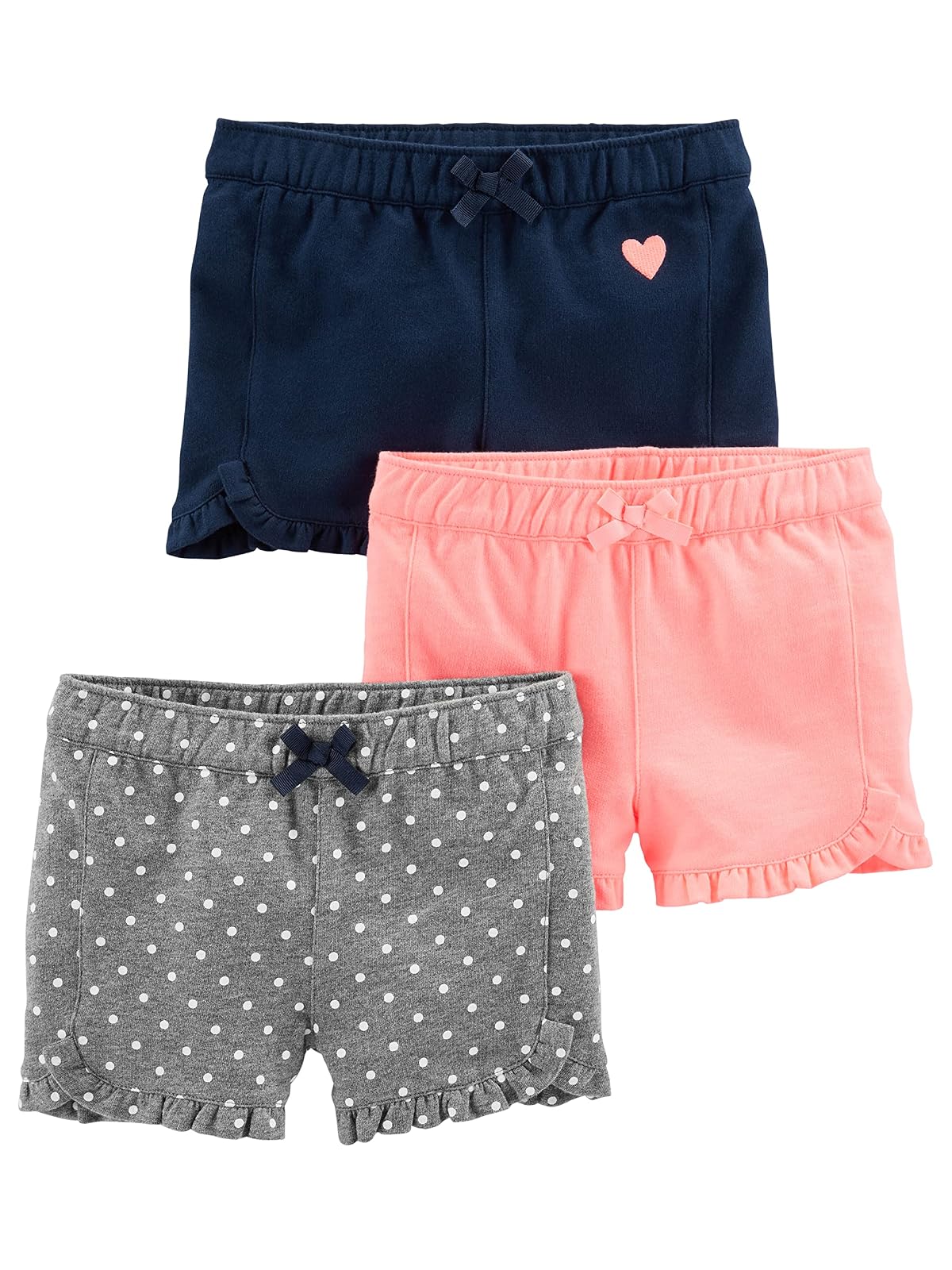 Simple Joys by Carter's - Paquete de 3 Pantalones Cortos de Punto para niñas
