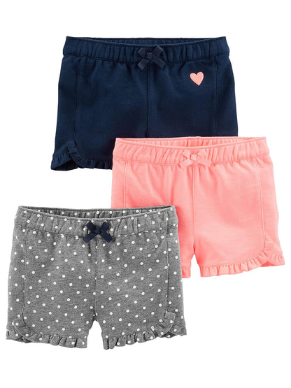 Simple Joys by Carter's - Paquete de 3 Pantalones Cortos de Punto para niñas