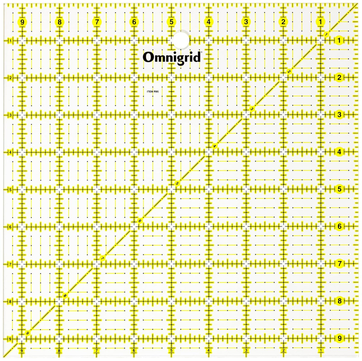 Omnigrid Regla Transparente para Costura y Acolchado, Varios Tamaños - 9-½" x 9-½" - Cuadrado
