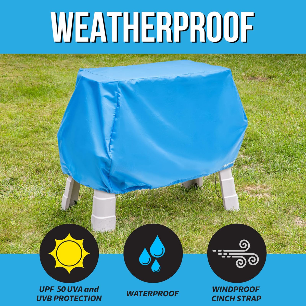 GoSports - Funda Universal para Mesa de Agua para niños, antirayos UV, Impermeable, se Adapta hasta 41 x 25 x 34 Pulgadas, Solo Funda, Color Azul