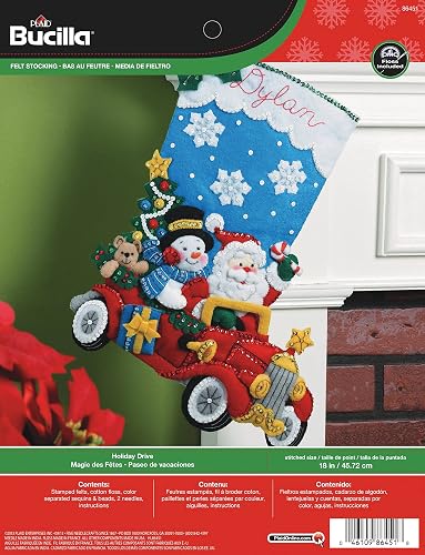 Bucilla 86451 Bota de Navidad con aplicación de Fieltro, 45.72 cm, diseño de Paseo navideño