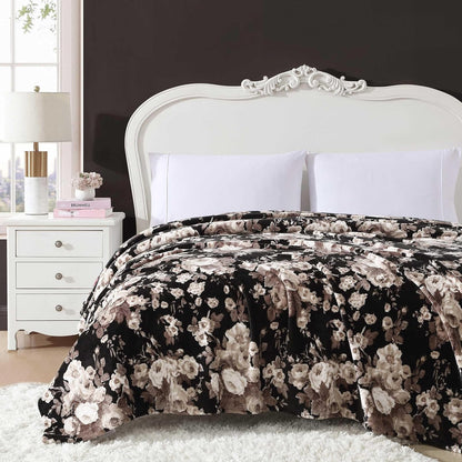 Betsey Johnson - Cobija, Ropa de Cama de Felpa ultrasuave, cálida y acogedora, Esencial para habitación de Gran tamaño (clásico Floral Negro, King)