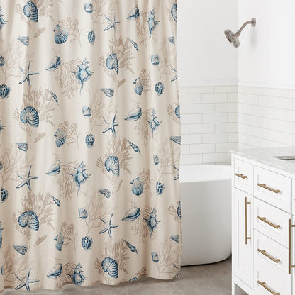 Madison Park MP70-645 Shower Curtain, Blue | Algodón, añade privacidad, lavable a máquina, certificado OEKO-TEX