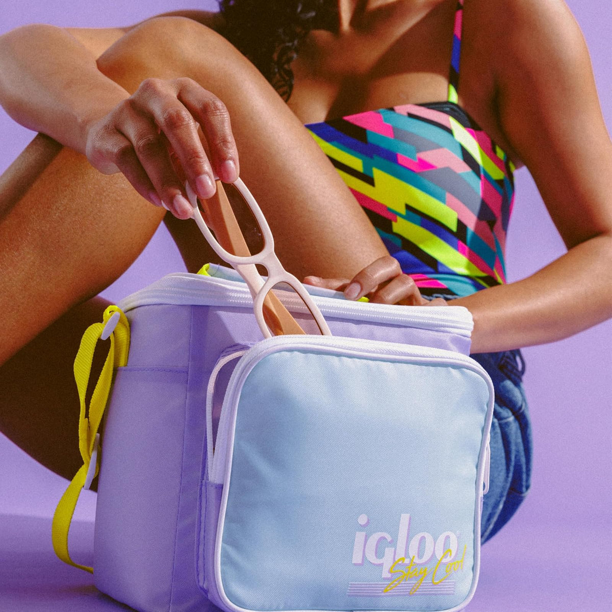 Igloo - Lonchera cuadrada retro color lila suave