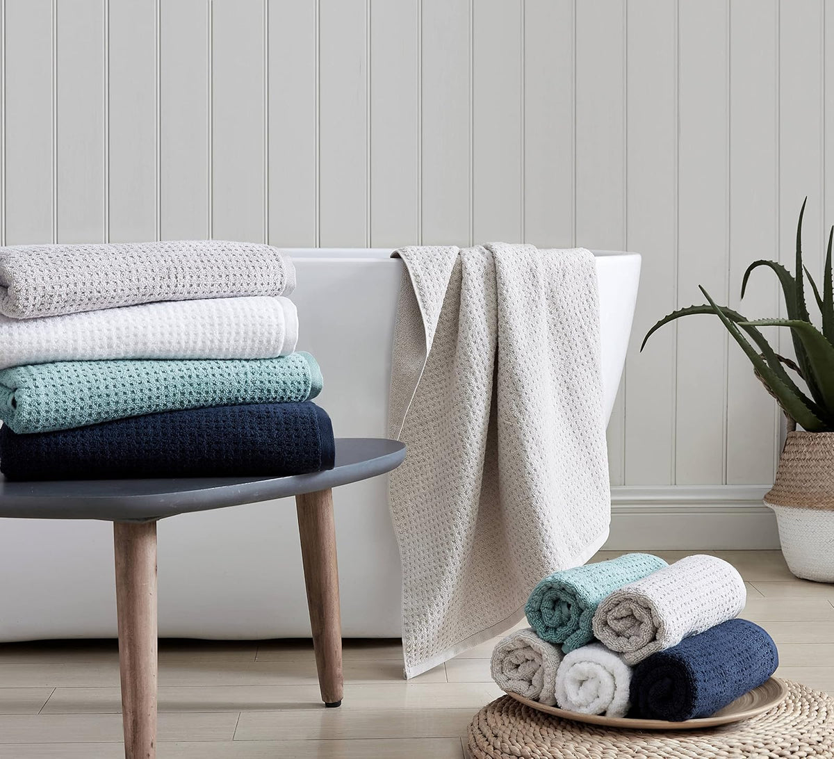 Tommy Bahama - Toallas de baño, decoración de baño de algodón Altamente Absorbente, Baja Pelusa y Resistente a la decoloración, Certificado Oeko-Tex (Blanco del Pacífico Norte, 6 Piezas)
