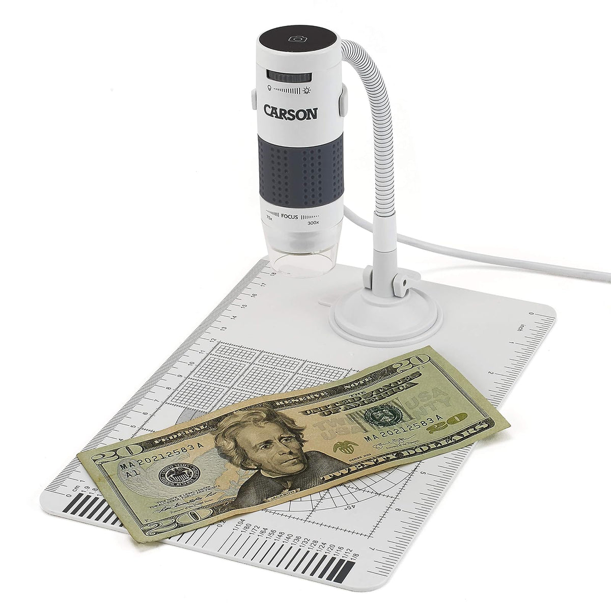 Carson eFlex 78x o 324x (Monitor de 27") Microscopio Digital USB con luz LED con Soporte y Base Flexibles (MM-840)