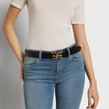 Sam Edelman Cinturón de vestir de moda con hebilla de doble placa Cinturón Mujer