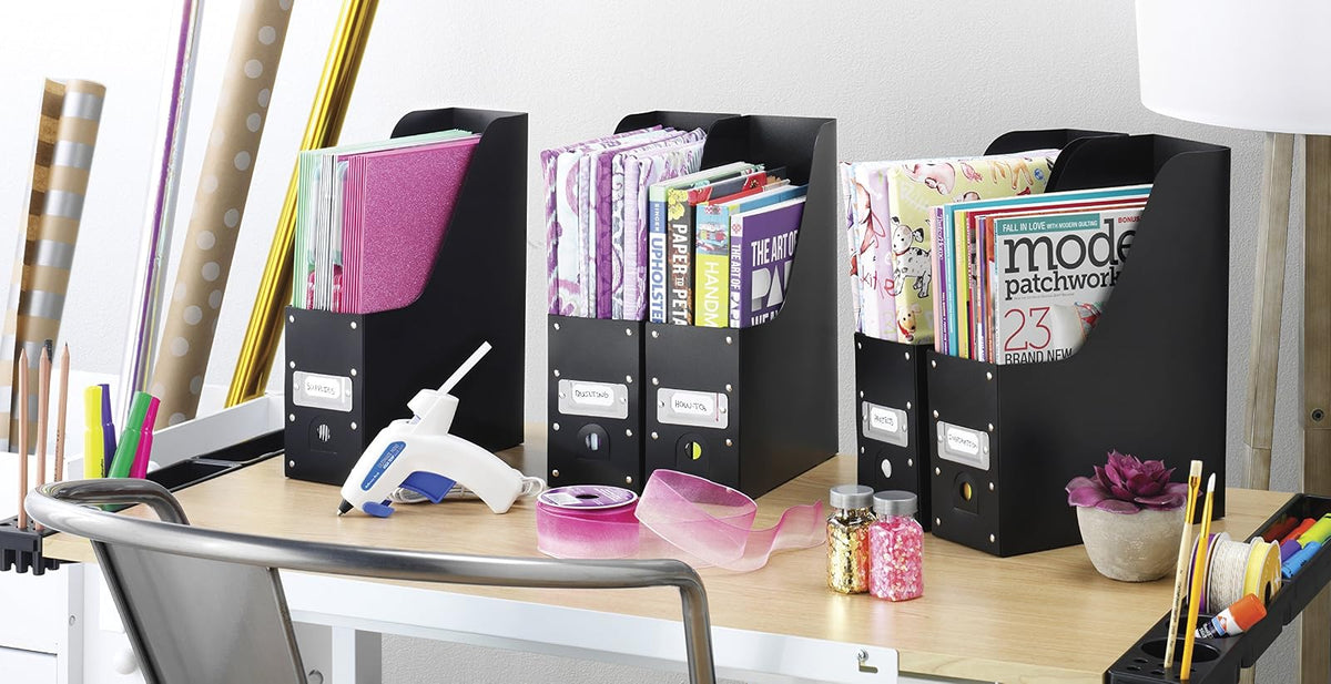 Whitmor 6551-372-5-BLK - Organizador de Revistas de Plástico, 5 Piezas, Negro