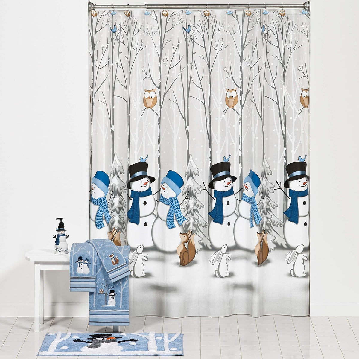 SKL Home - Dispensador de jabón de muñeco de Nieve de Navidad para baño, Cocina y Regalo, Color Azul