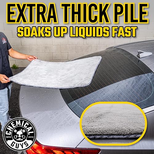 Chemical Guys Woolly Mammoth Toalla de Microfibra para Secadora (36" x 25") Automóviles,Camiones, Todoterrenos, Autocaravanas, Hogar, Mascotas, Suciedad, Gris