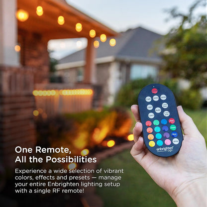 Enbrighten 37791 - Cadena de luces clásico para exteriores, 25 pies, 12 bombillas acrílicas RGB, resistente a la intemperie, control remoto RF, perfecto para día festivo, día de partido, fiestas y