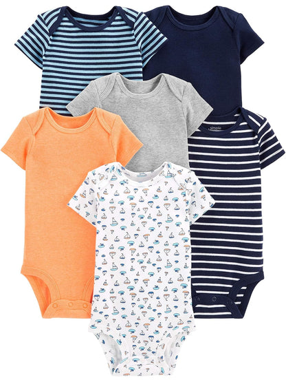 Simple Joys by Carter's Paquete de 6 Mamelucos de Manga Corta Body para Bebé-Niños