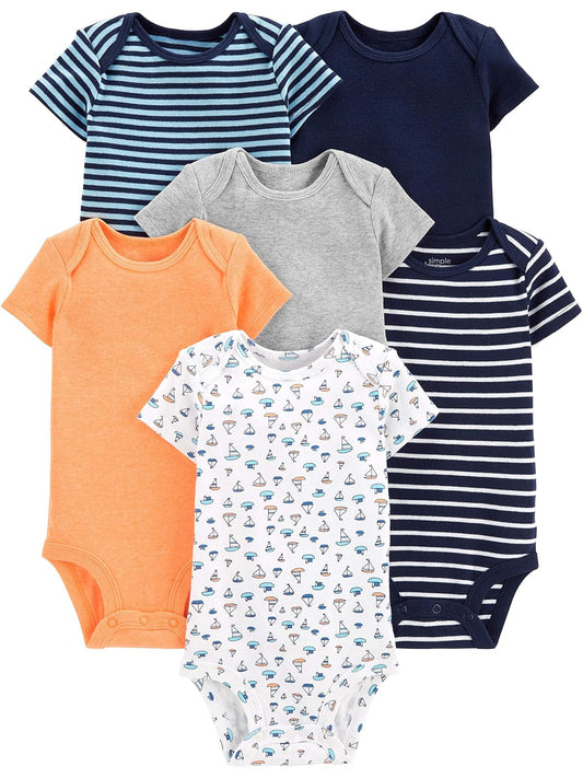 Simple Joys by Carter's Paquete de 6 Mamelucos de Manga Corta Body para Bebé-Niños