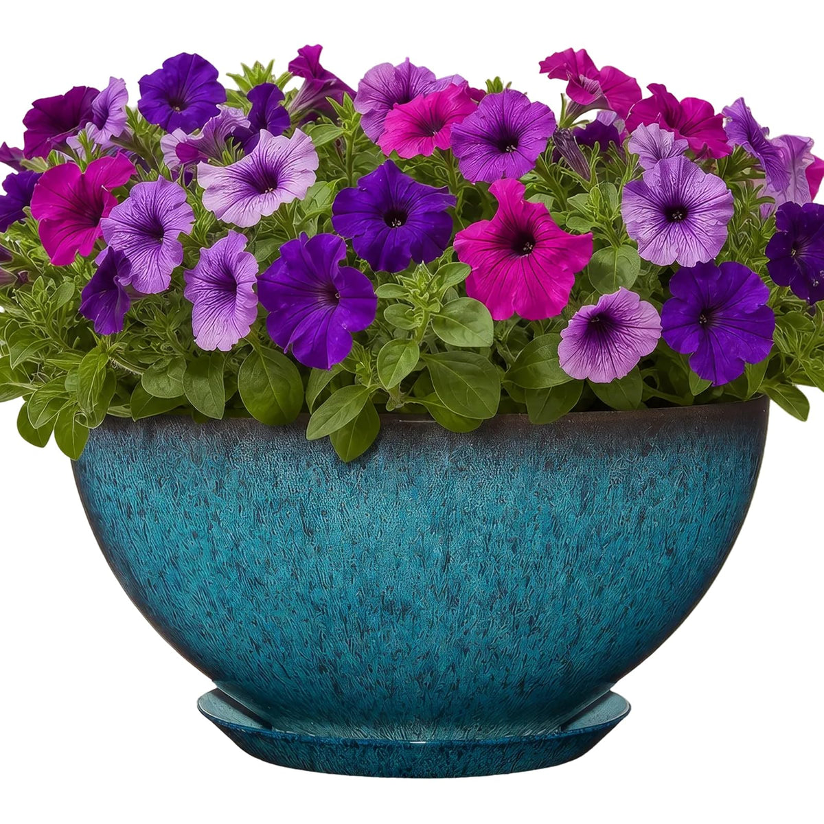 Classic Home and Garden Rosie - Macetero de Resina Poco Profundo, 10 Pulgadas, con Drenaje - índigo Speckle