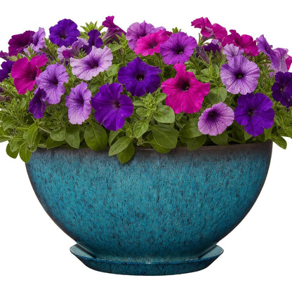 Classic Home and Garden Rosie - Macetero de Resina Poco Profundo, 10 Pulgadas, con Drenaje - índigo Speckle