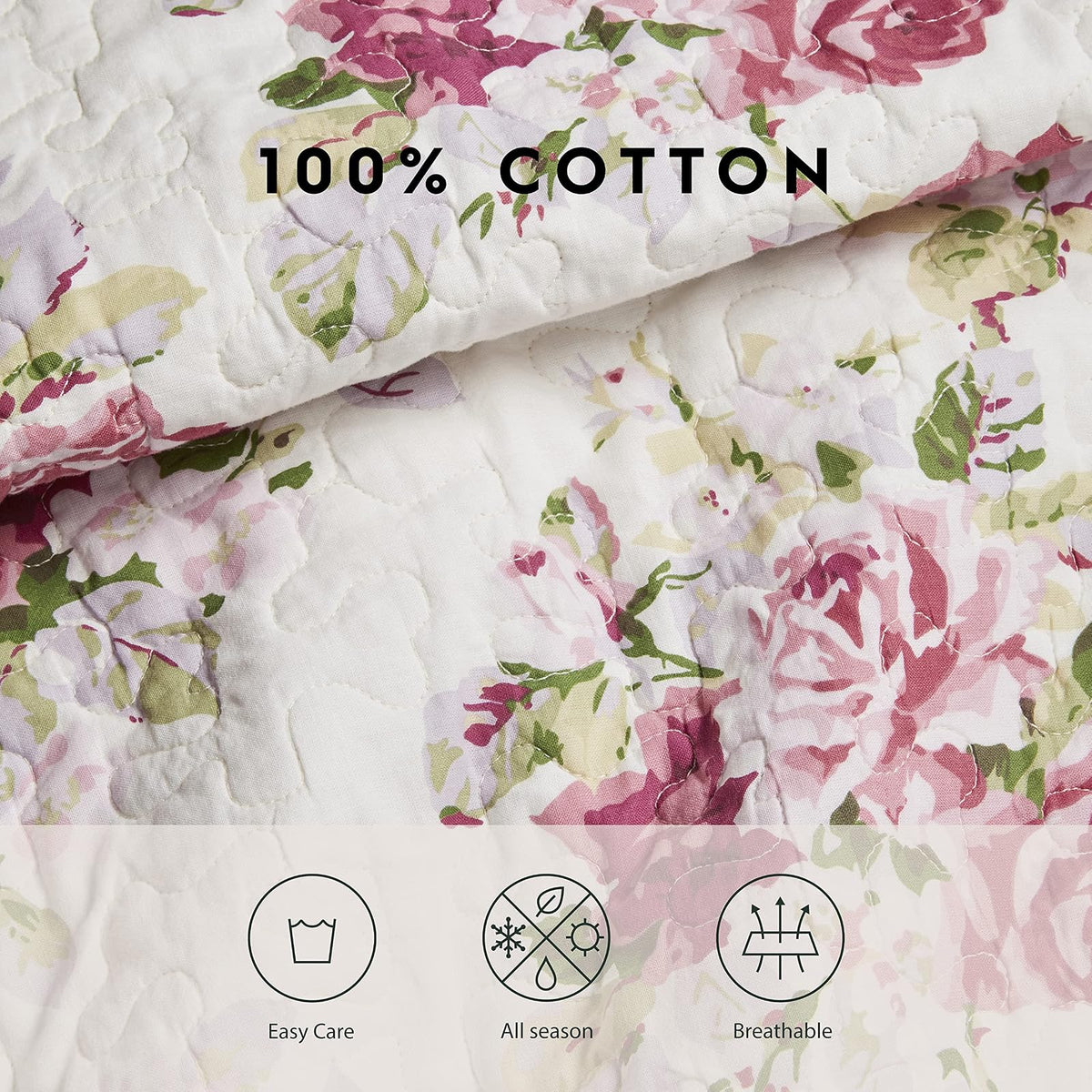 Laura Ashley - Juego de edredón Individual, Ropa de Cama Reversible de algodón con Funda a Juego, decoración Ligera del hogar para Todas Las Estaciones (Lidia Pink, Individual)
