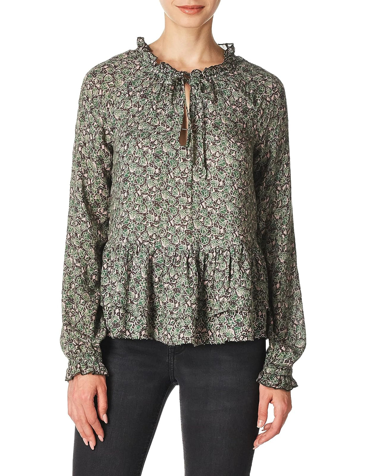 Gloria Vanderbilt William Rast Aimee - Blusa Tejida Campesina para Mujer, Estampado Floral de Memphis, Talla S, Estampado Floral Multi Memphis, S