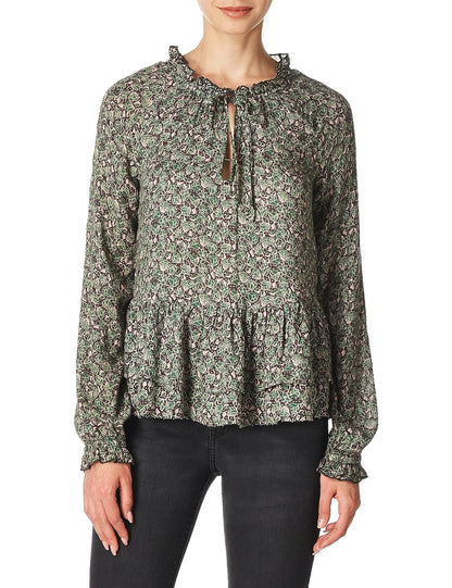 Gloria Vanderbilt William Rast Aimee - Blusa Tejida Campesina para Mujer, Estampado Floral de Memphis, Talla S, Estampado Floral Multi Memphis, S