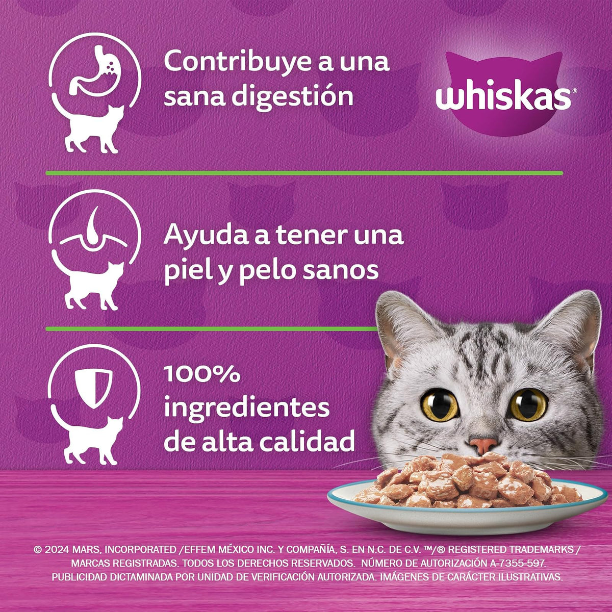 Whiskas Sobres para Gatos Adultos Esterilizados Sabor Atún 24 Piezas de 85gr