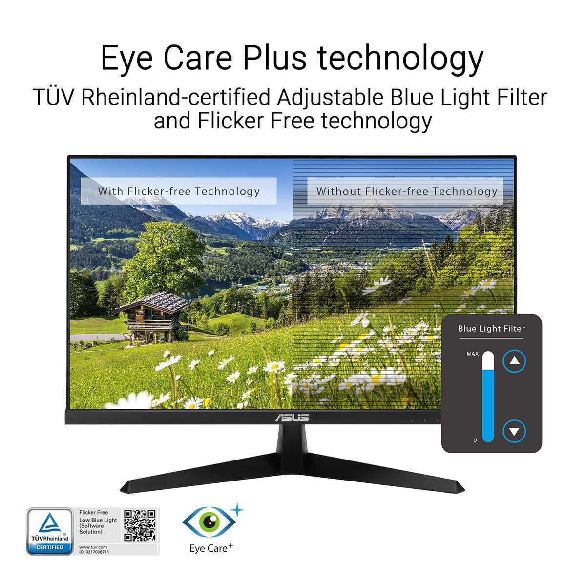 ASUS VY279HGR Monitor 27 Pulgadas Full HD 120Hz IPS HDMI para PC Gamer FPS | 27", IPS FHD 1920x1080, 120Hz, 1ms MPRT, Adaptive-Sync, superficie antibacterial, Eye Care+, Flicker-free y luz azul baja