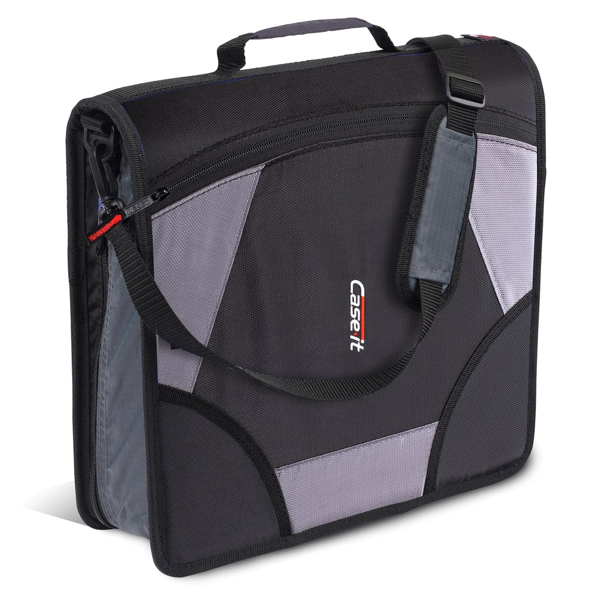 Case it - Carpeta de pestañas Mighty con cierre, 3 anillos, capacidad de 4 pulgadas, 11 x 8.5, color negro