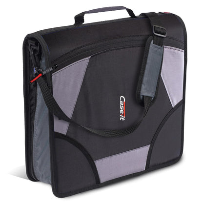 Case it - Carpeta de pestañas Mighty con cierre, 3 anillos, capacidad de 4 pulgadas, 11 x 8.5, color negro