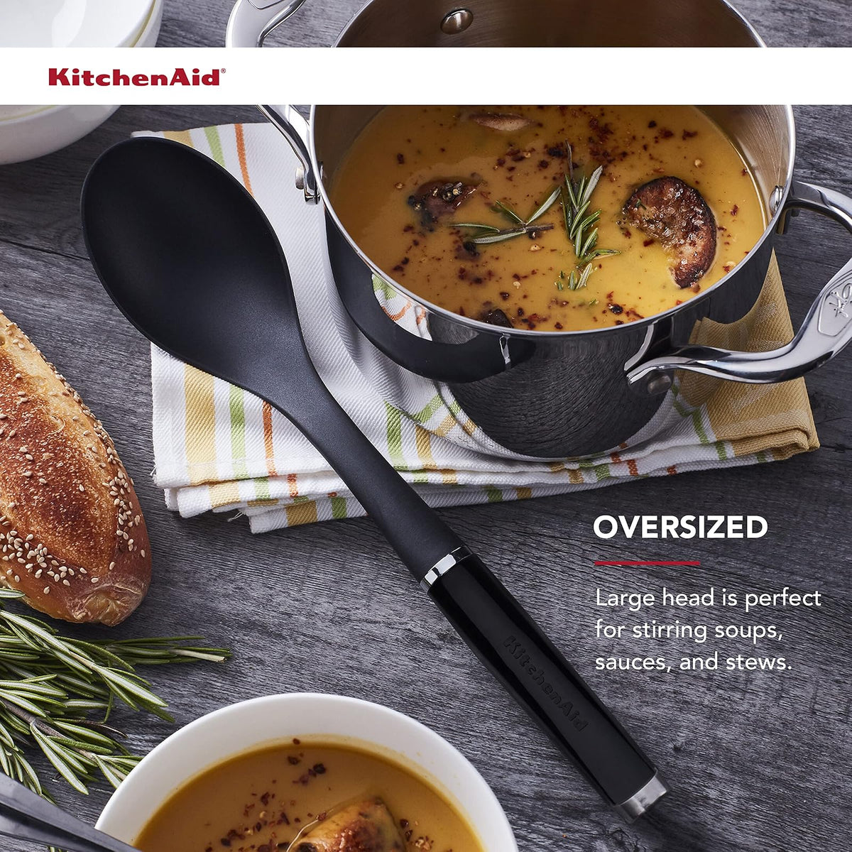KitchenAid KE003OHOBA - Cuchara clásica para untar, talla única, color negro
