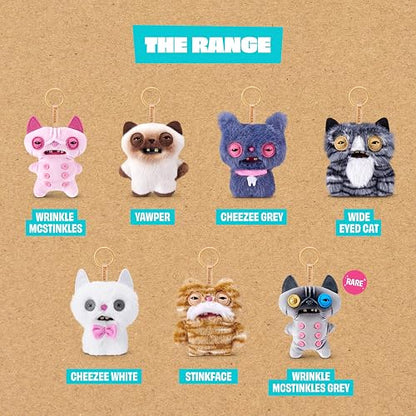 Fuggler Gato Callejero Llavero de Peluche de 12.7 cm Coleccionable (Paquete de 6) de ZURU Divertido Monstruo Feo con Diseño de Gato Callejero Travieso, Dientes Característicos y Llavero de Clip para