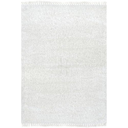 nuLOOM Neva - Alfombra Moderna con borlas, 2 x 3, Color Marfil | Nuloom Neva - Alfombra sólida de 2 x 3 pies, para sala de estar, recámara, comedor, guardería, entrada, color marfil
