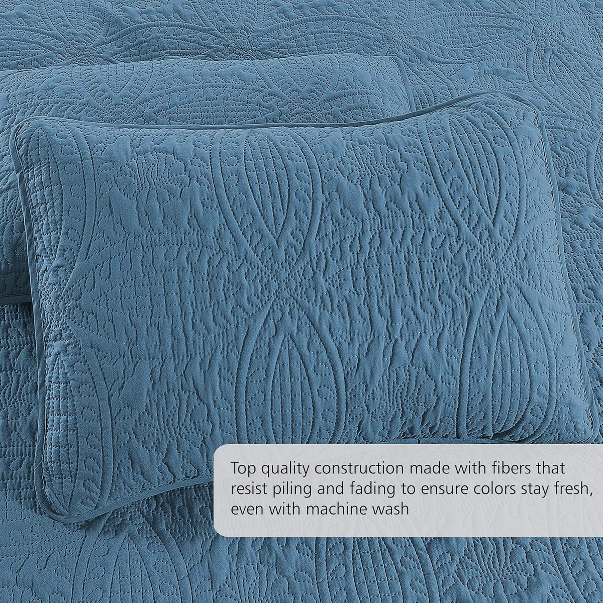 Pure Bedding - Juego de edredón tamaño matrimonial/Queen, Color Azul Ceniza - Colcha de Gran tamaño, Colcha Ligera de Microfibra Suave para Todas Las Estaciones, 3 Piezas Incluye 1 edredón y 2 Fundas