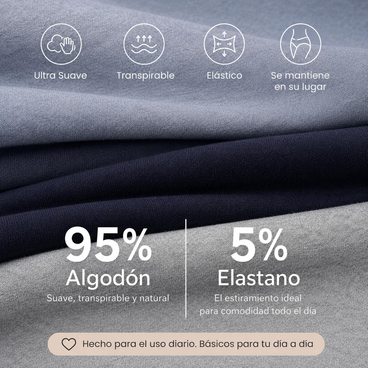 BODYcontrol Calzones de Mujer Algodón Corte Hipster Talle Alto Pack, Briefs Cintura Alta, Ropa Interior Mujer Lencería Dama Bragas Pantaletas Panties Stretch Fit Uso Set Diario 2913