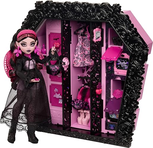 Monster High Set de Juego Ulltimate Skulltimate 4Y+ | Skulltimate Secrets Set de juego con Draculaura y más de 40 accesorios sorpresa de Unboxing como ropa, joyas y carteras