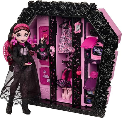 Monster High Set de Juego Ulltimate Skulltimate 4Y+ | Skulltimate Secrets Set de juego con Draculaura y más de 40 accesorios sorpresa de Unboxing como ropa, joyas y carteras