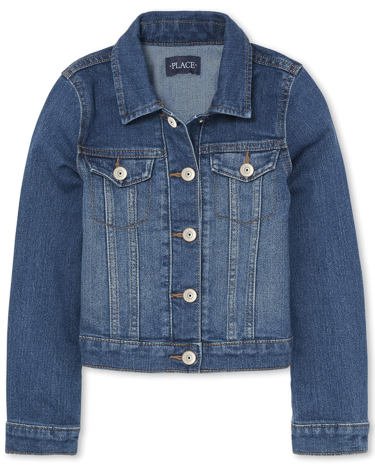 The Childrens Place Big Girls chaqueta mezclilla con parches