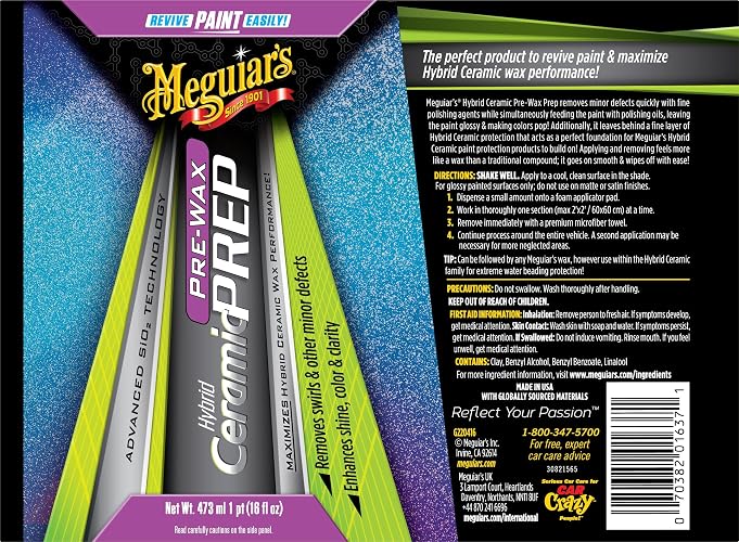 Meguiar's, Preparacion Previa a la Cera Hybrid Ceramic, G220316, 473ml