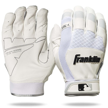 Franklin Sports Guantes de Bateo MLB Shok-Sorb X - Adulto, mediano - Blanco - Blanco
