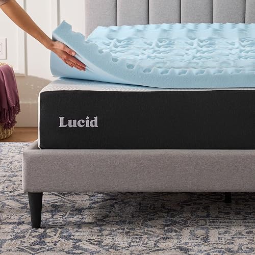 Lucid - Colchoneta de Memory Foam con Gel - Sobrecolchón de 5 Zonas de 7.5 cm - Topper para Colchón - Sensación Suave y Acolchada - Alivia Puntos de Presión - Queen
