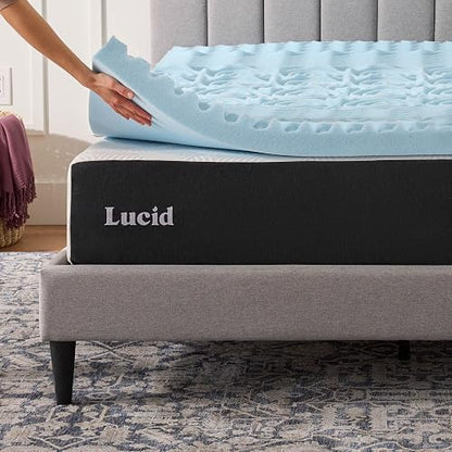 Lucid - Colchoneta de Memory Foam con Gel - Sobrecolchón de 5 Zonas de 7.5 cm - Topper para Colchón - Sensación Suave y Acolchada - Alivia Puntos de Presión - Queen