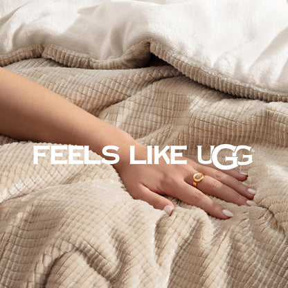 UGG Brody 32540 King-California King - Juego de edredón de 5 Piezas y Dos Fundas de Almohada Decorativa de 18 x 18 Pulgadas y Manta de 50 x 60 Pulgadas, tamaño King, Abedul