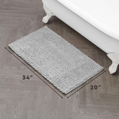 Laura Ashley Astor Tapete de baño de poliéster de Chenilla, 20 x 34 Pulgadas, Color Gris Claro
