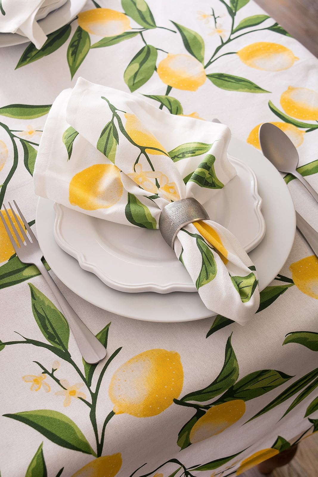 DII Mantel para Cena de Fiesta, Lemon Bliss, Redondo de 177.8 cm, 1, 1
