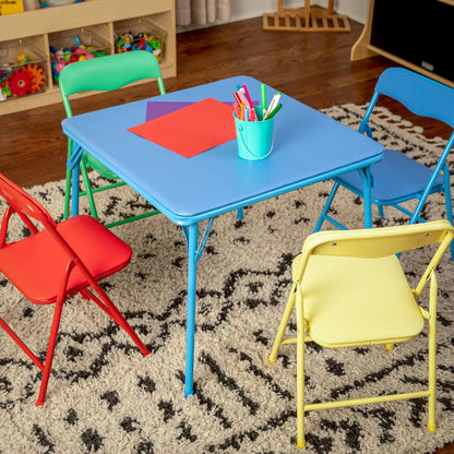 Flash Furniture Set de Mesa Infantil Plegable y 4 Sillas Infantiles Plegables – Conjunto de Mesa con Sillas Multicolor