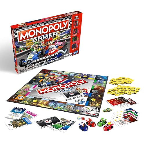 Hasbro Gaming, Monopoly Edición Mario Kart, Nintendo, Juego de Mesa Familiar, Juego para 2 a 4 Jugadores, Edad Recomendada: de 8 Años en Adelante