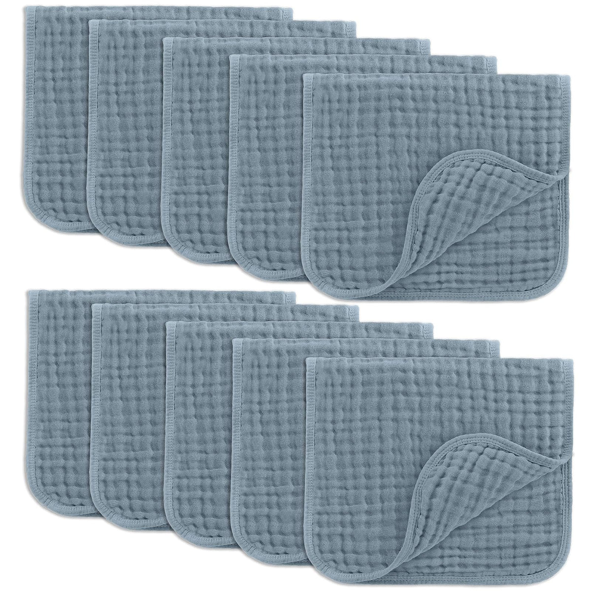 Comfy Cubs Toallitas de Muselina para Bebé, 6 Capas, Paquete de 10 - Paquete de 10 50x25 cm - Azul Pacífico