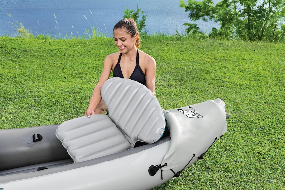 Bestway Hydro-Force - Juego de Kayak Inflable Rapid Elite para 2 Personas | Incluye Kayak, 2 paletas de Aluminio, Bomba de Mano, 2 Aletas y Bolsa de Transporte