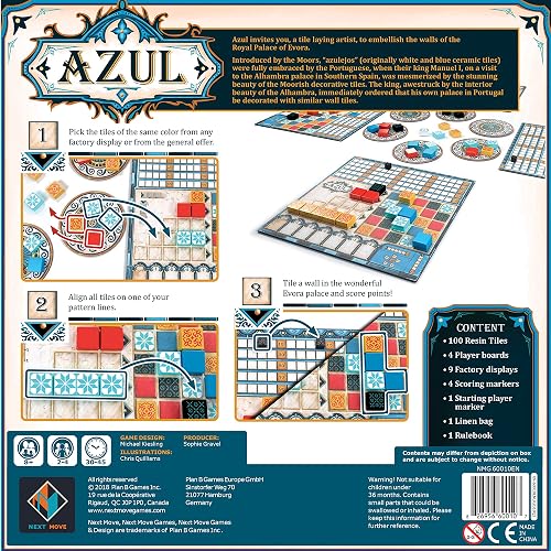 Plan B Games , Azul, Tile Laying Game, Ages 8+, 2 to 4 Players, 30 to 45 Minutes Playing Time,Black