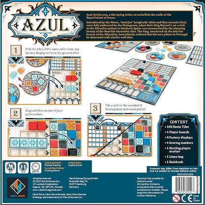 Plan B Games , Azul, Tile Laying Game, Ages 8+, 2 to 4 Players, 30 to 45 Minutes Playing Time,Black